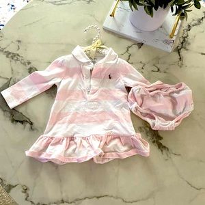 Infant size 6M Polo Ralph Lauren Dress w/bloomers. Worn once for photo